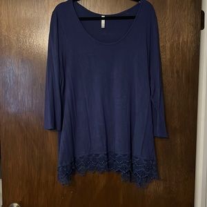 Slate blue tunic with lace
